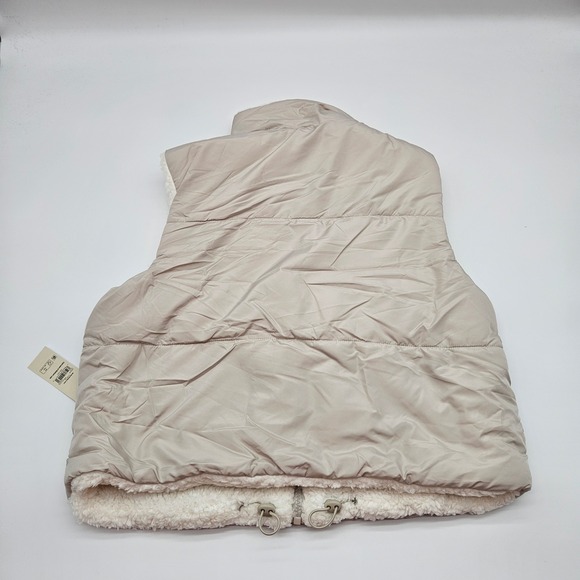 No Boundaries Reversible Puffer Sherpa Vest Stone Tile Size S 4-6 - Picture 5 of 8